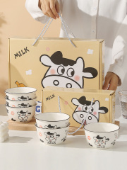 ドイツのギフトボウルと箸セット、ボウル、家庭用セラミック食器、漫画のボウルと皿のセット、ギフトボックス
