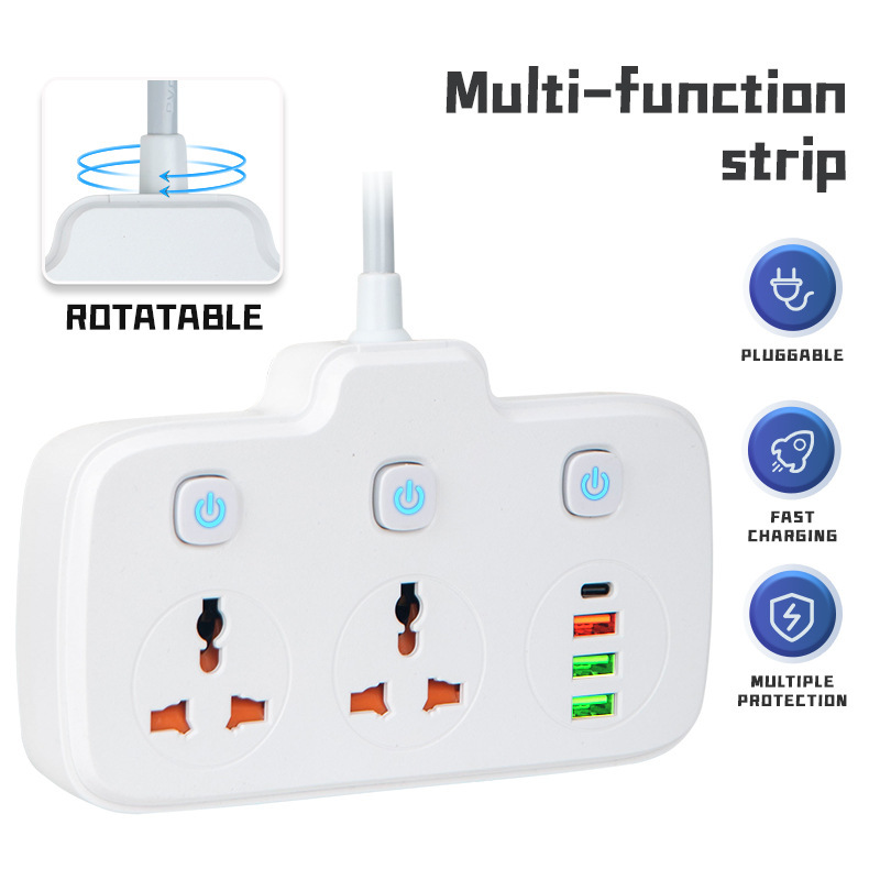 PD20W enchufe multifuncional de carga rápida sin adaptador de cable, adaptador de placa de enchufe, enchufe de fila estándar europeo, americano, inglés