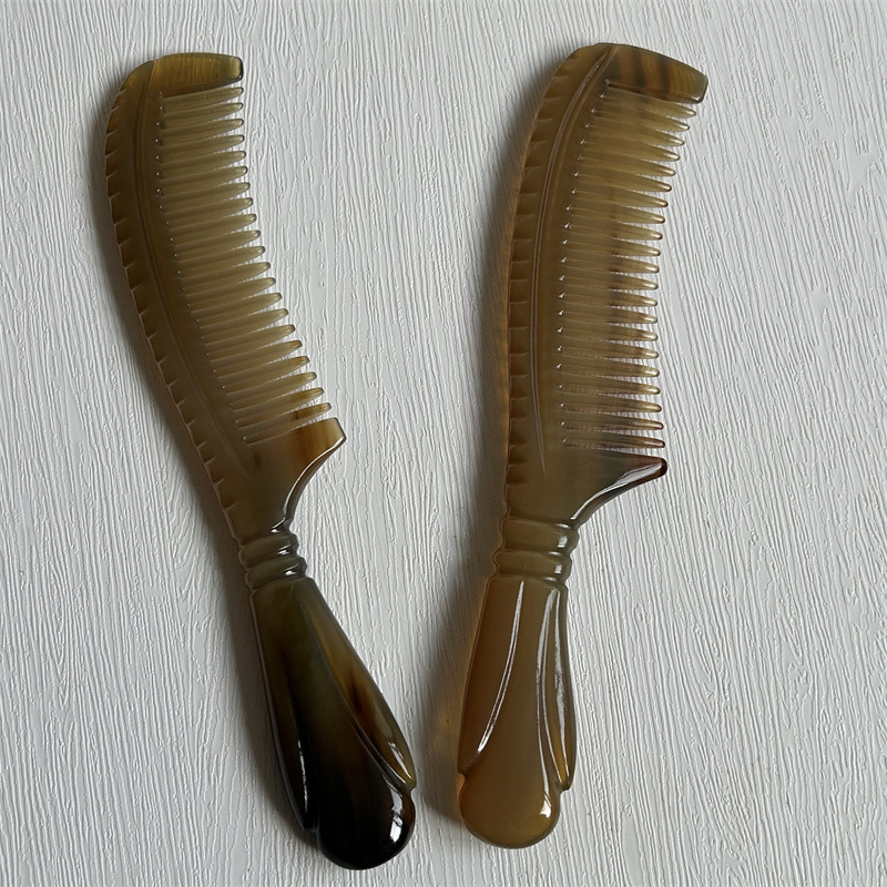 Natural Horn Comb 18cm Round Handle Massage Comb for Hair and Scalp Care key features