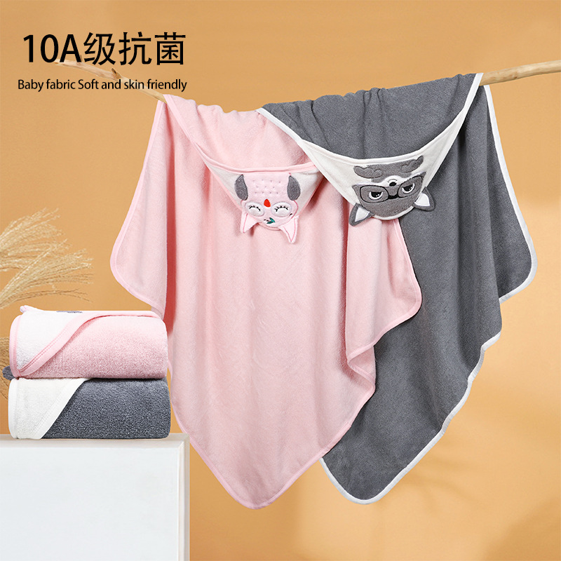 Pure Cotton Terry Baby Hooded Blanket, Newborn Swaddle Blanket, Baby Cloak Bath Towel, Thickened and Absorbent