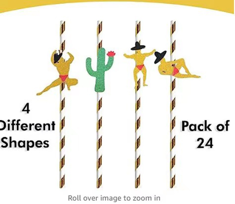 Paja de papel de la tarjeta del Festival Mexicano desechable degradable pastel de postre bar decoración del partido paja