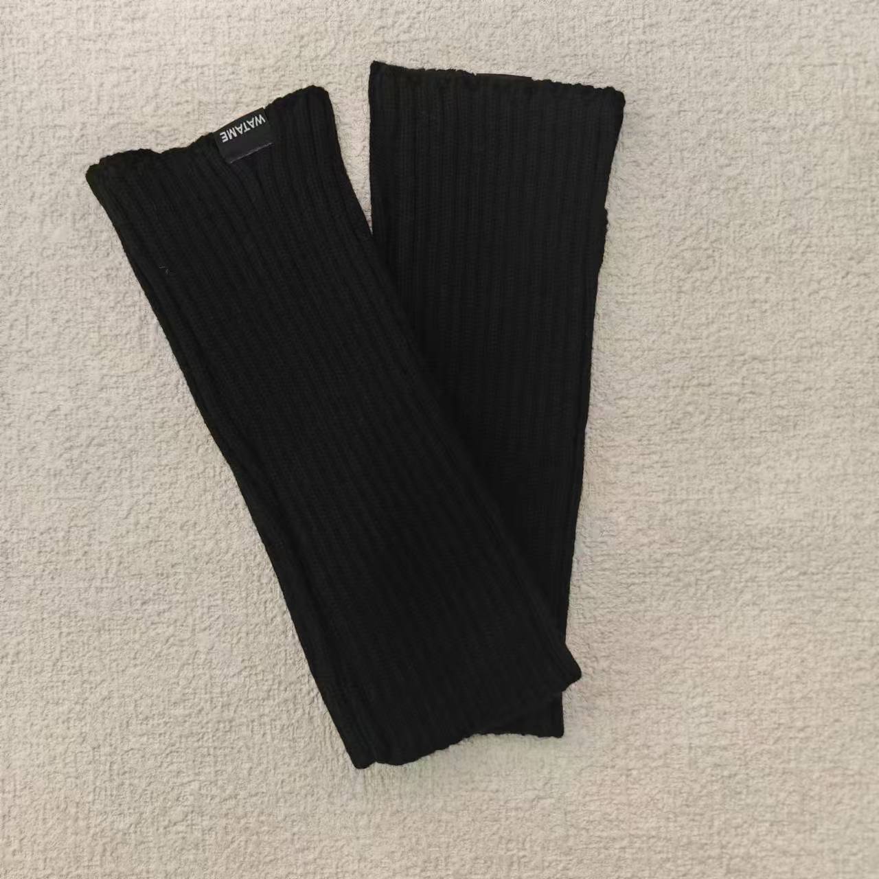 Mangas montadas al sol de imitación, medias mangas de lana de punto cálido, guantes de brazo de protección contra el frío de pantalla sin dedos elásticos de otoño e invierno para mujer