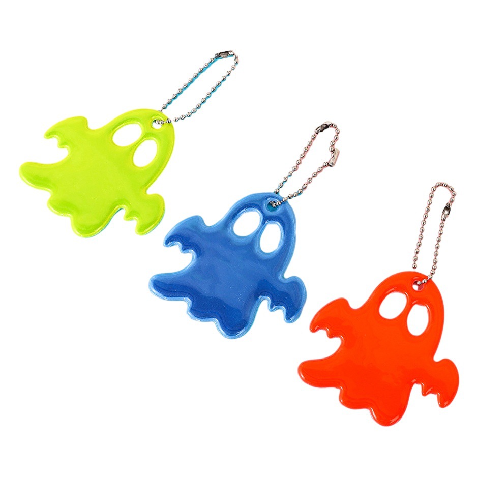 Ghost reflectante advertencia colgante PVC reflectante colgante al aire libre montar mochila adornos advertencia de seguridad marca colgante cadena