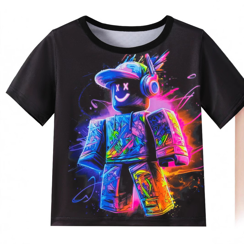 2024 Amazon Hot Selling Foreign Trade Summer Children's T-Shirt Cartoon Animation ROBLOX 3D Digital Printing T-Shirt