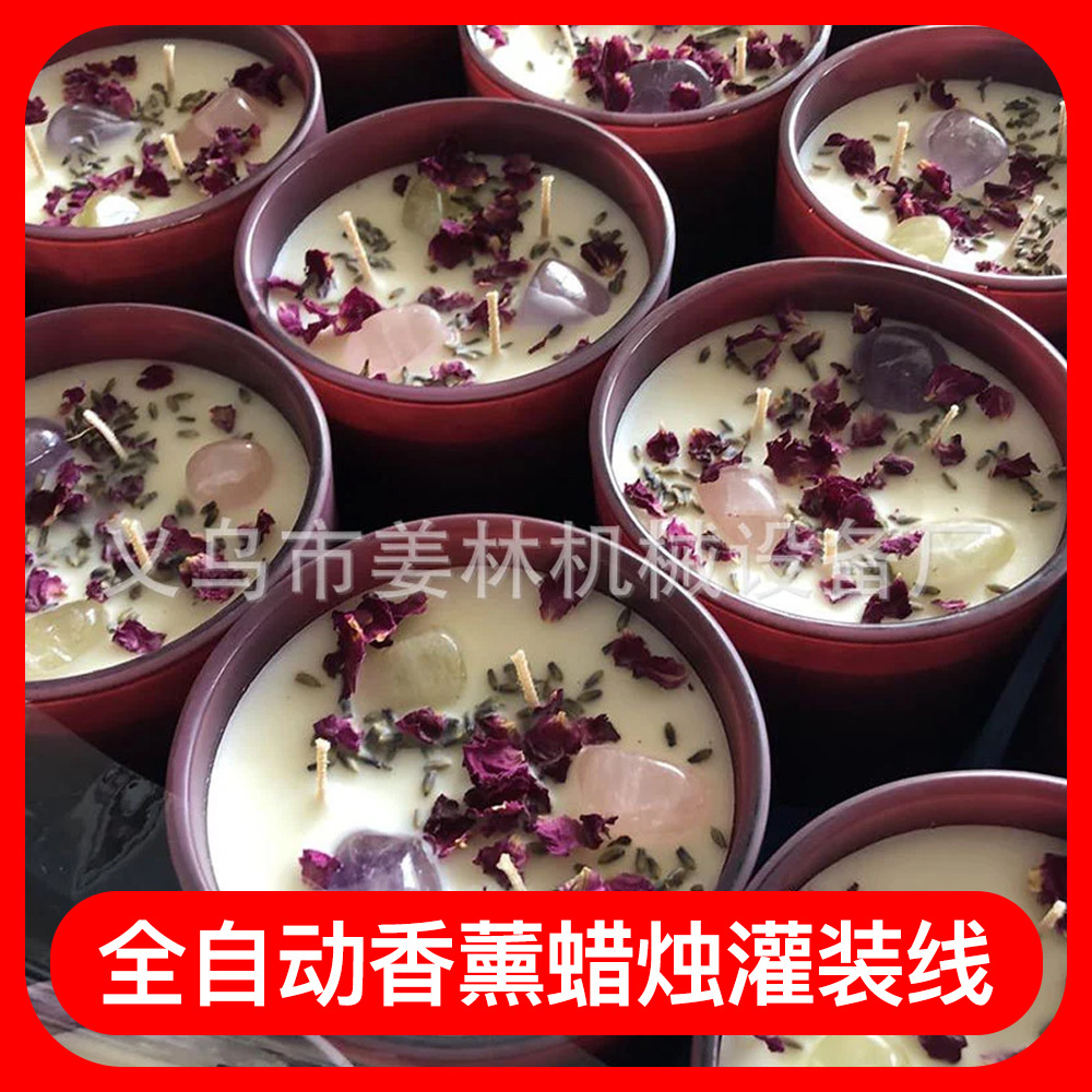 定制生产点胶插蜡烛芯机器大石蜡豆蜡全自动香薰蜡烛灌装线