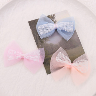 Mesh lace one-word bag waist bow children's headdress clothing shoes and socks accessories sweet top clip cute wholesale