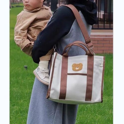 Original DIY Korean Ins Handbag with Single Shoulder Design for Women, Multifunctional and Large Capacity Canvas Embroidered Mummy Bag