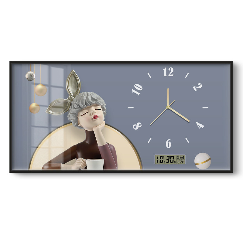 Caja de medidor de electricidad decoración pintura de gran tamaño con reloj calendario perpetuo para niñas que cubren la caja de distribución fuerte y débil pintura colgante del restaurante