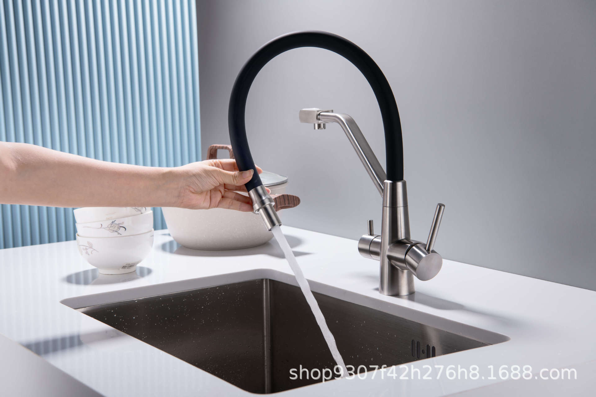 Cross-border 304 stainless steel water purifying faucet, kitchen sink, sink, cold and hot water direct drinking water three-in-one faucet undefined