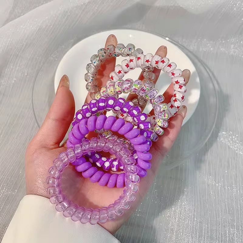 Moda de color gelatina esmerilado cabello telefónico bucle de cabello de alta elasticidad duradera correa de goma simple mujer cabeza de cabello de cola de caballo toque de cabello