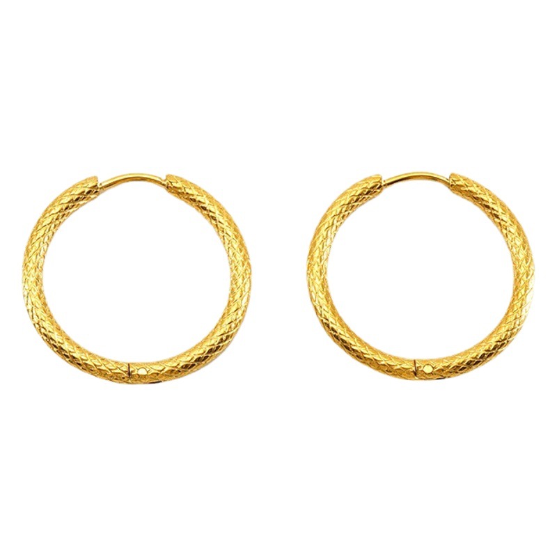 Estilo europeo y americano simple ins estilo titanio acero lote flor oreja hebilla pendientes oro Acero Inoxidable Bobina pendientes al por mayor