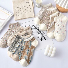 Women's Socks, Short Socks for Spring and Summer, Thin Style, Ins Trendy, Versatile, Japanese Style, Low Top, Retro, Literary, Student, 3D Ship Socks