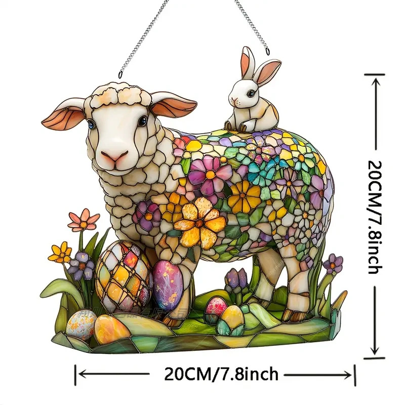 Nuevo conejo transfronterizo de Pascua acrílico menú decoración porche interior y exterior colgante de pared