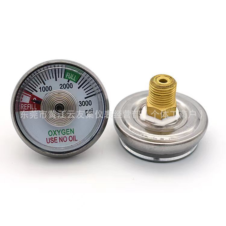Outer Diameter 36mm High Pressure Air Pressure Constant Pressure Gauge 40Mpa Axial Thread Pressure Gauge