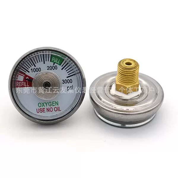 Outer Diameter 36mm High Pressure Air Pressure Constant Pressure Gauge 40Mpa Axial Thread Pressure Gauge