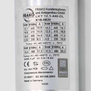 FRAKO LKT 10,4-480-DL Compensation Capacitor