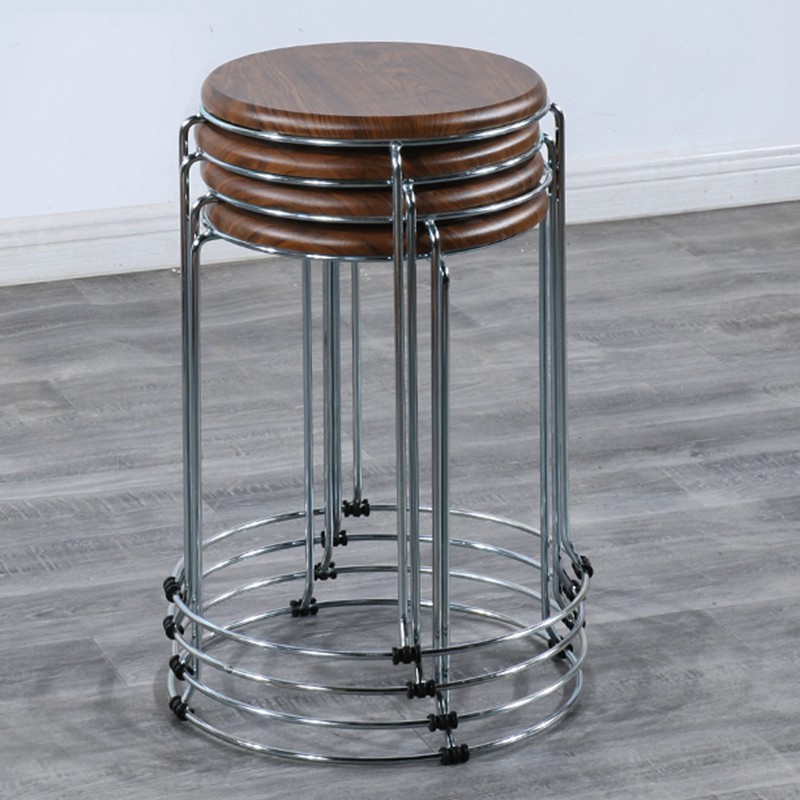 Taburetes redondos de madera sólida taburetes de acero inoxidable taburetes caseros apilables taburetes de hierro forjado dormitorio taburetes de comedor para adultos