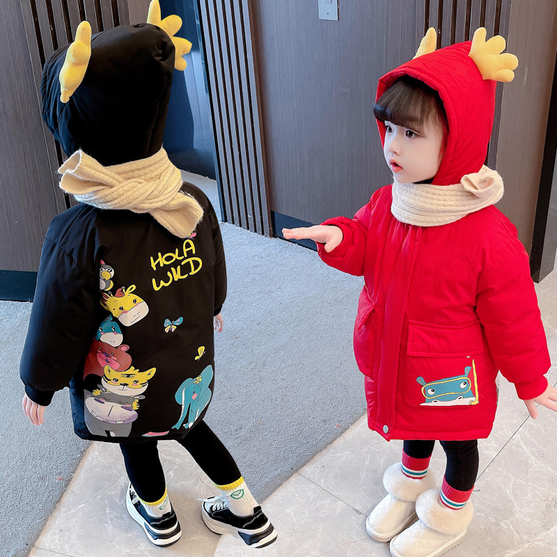 girl animal RIZ-ZOAWD cotton-padded clothes 2021 Winter clothes new pattern Western style children thickening Cotton baby Down cotton coat