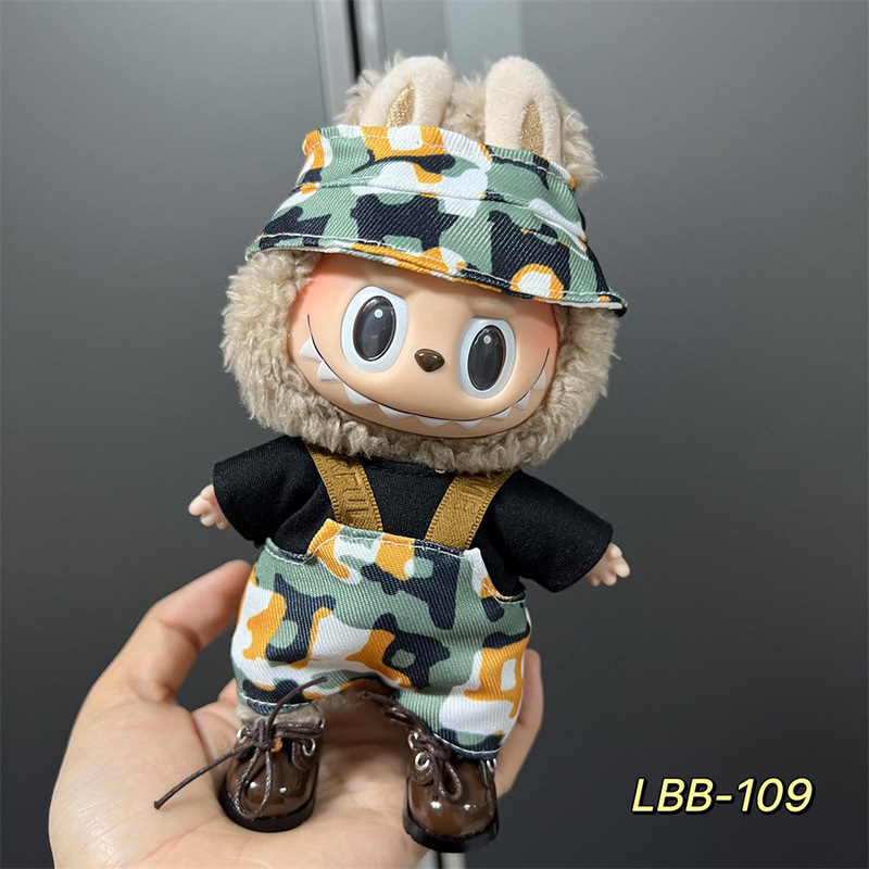 Labubu 着用可能なベビー服ビニールラブブ 17 センチメートル人形かわいいドレスアップカジュアルスーツスカートぬいぐるみ服|undefined