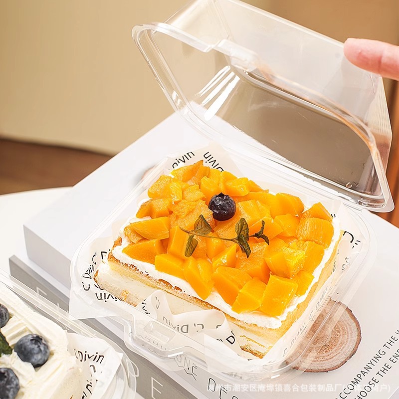 Caja de embalaje de tiramisu en línea, postre horneado, caja de hamburguesas de picnic, pastel vasco, caja de bento transparente