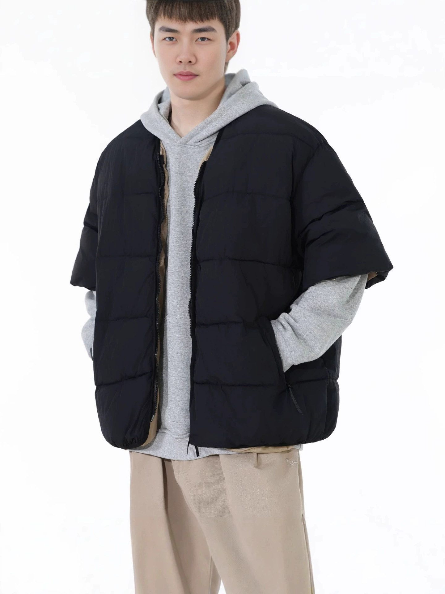 Winter vest, light and thin down jacket for elementary school students, 2025 years, with short sleeve