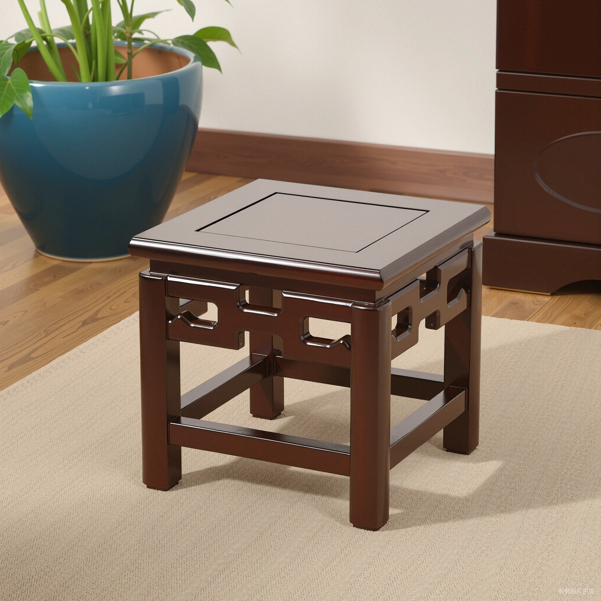 Small Square Stool Solid Wood Chinese Style Living Room Home Dining Table Stool Shoe Changing Stool Black Walnut Color New Chinese Style Tea Stool Desk Stool