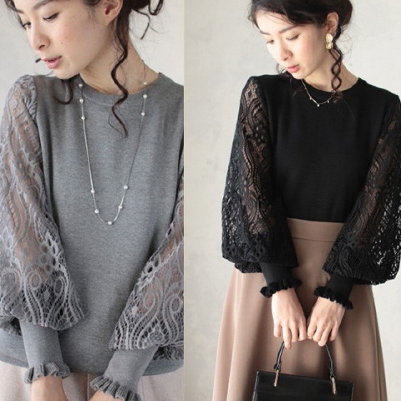 Autumn lace knitted set for leisure