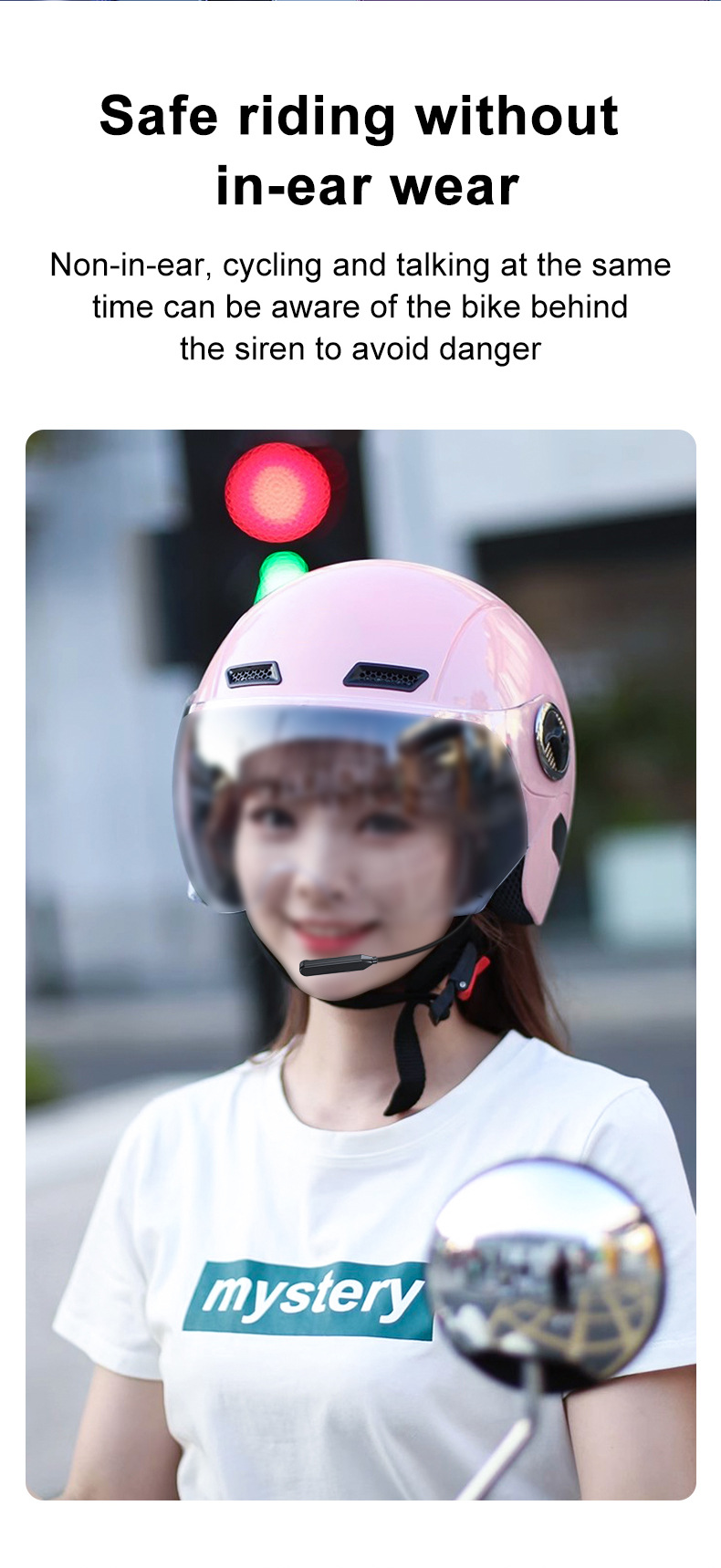 Motorcycle Helmet Bluetooth Headset Integrated with Headphones, Bluetooth Music Headset for Riding, Noise Reduction, Built-In Helmet Headphones