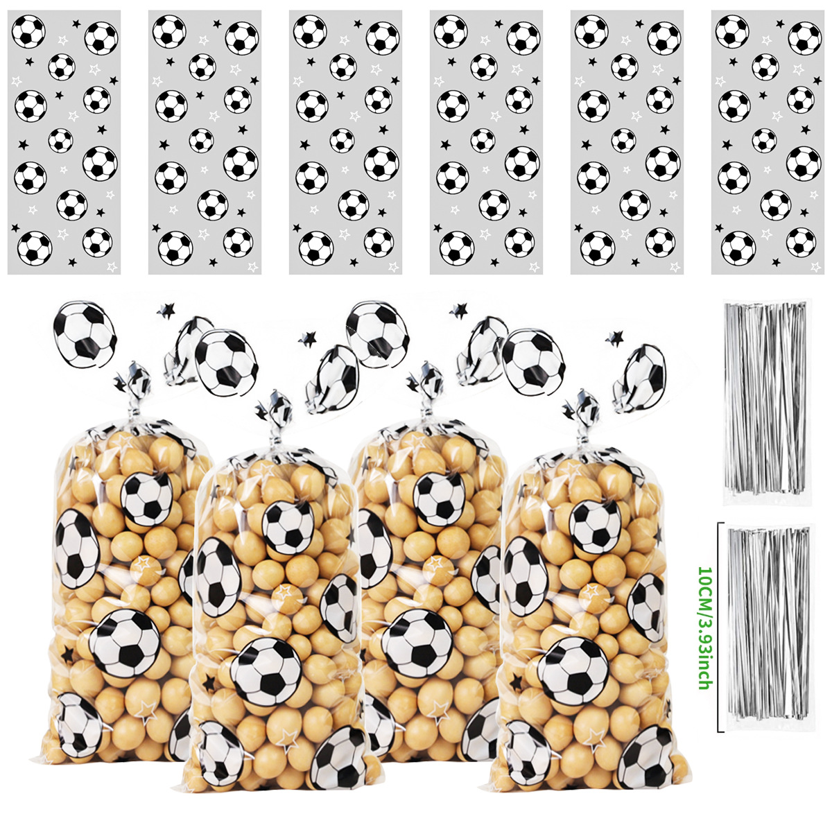 Nueva Copa del Mundo de fútbol Tema de cumpleaños bolsa de dulces de fútbol deportes OPP boca plana regalo de celofán bolsa de dulces