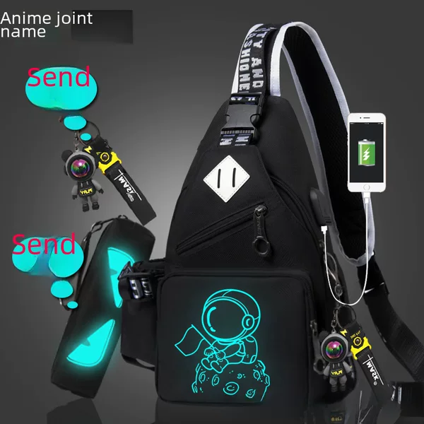 NASA Anime Co-brand Chest Bag Men's Astronaut Fashionable Student Crossbody Bag Men's Shoulder Bag Small Backpack Women's Satchel