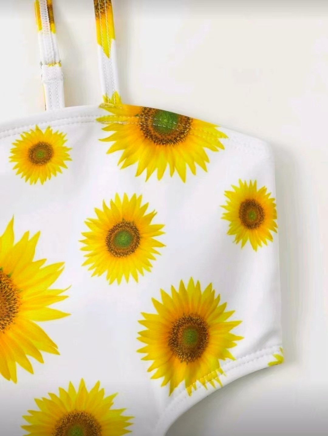 Mädchen Sonnenblumen Mesh Badeanzug Stilvoller Zweiteiler_voghion.com