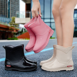 Rain Shoes Women's Waterproof Non-slip Short Barrel Rain Boots Fashionable Outer Wear Low Barrel Water Shoes Soft Bottom Wear-resistant Kitchen Rubber Shoes overshoes