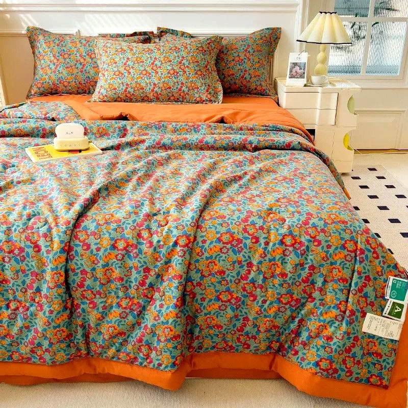 Оптовая продажа летнего охлаждающего одеяла с принтом, одеяла для кондиционирования воздуха класса А для матерей и младенцев, тонкое одеяло для одного человека, которое можно стирать в машине, одеяло в подарок на корпоративное мероприятие.