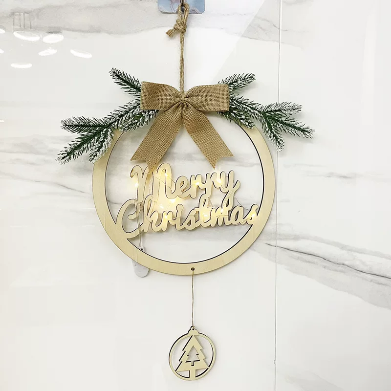Christmas decorative supplies Christmas Flower Ring Wreath Home Door Hanging Poilling Small Crane Bringing Lantern Christmas Flower Ring