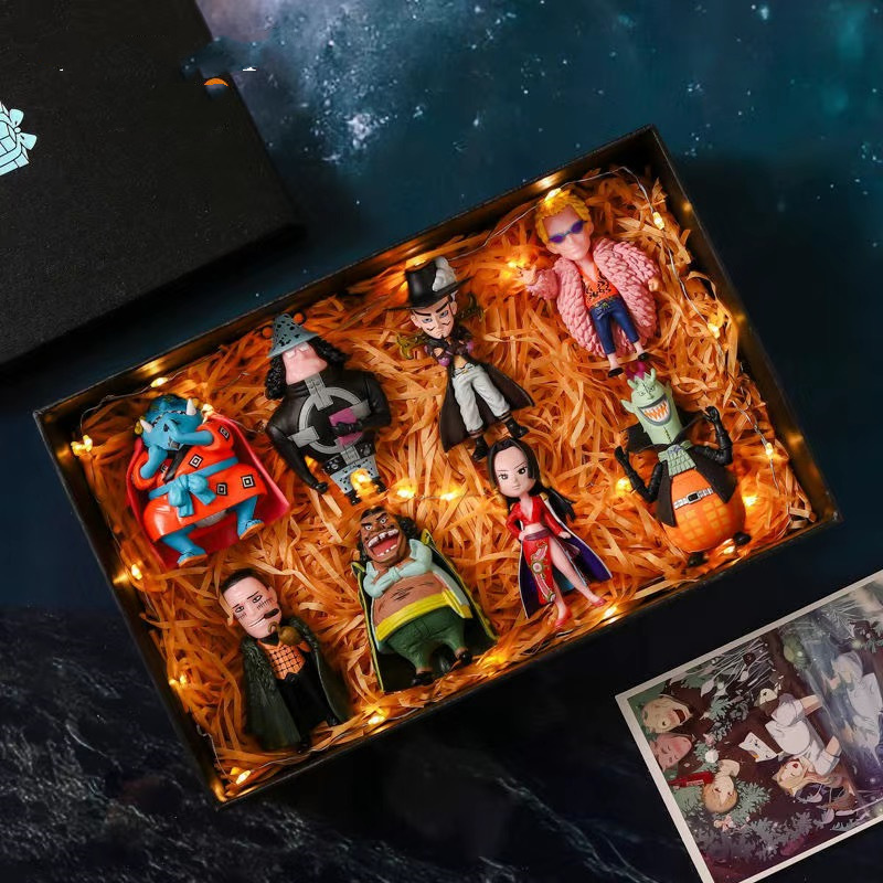 Uno de los piratas muñeca de oficina modelo de pastel decoración Q versión Luffy Sauron Ace Sanji Joba conjunto completo de anime