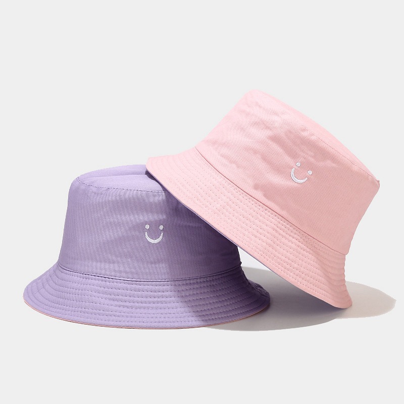 Women's Simple Style Smiley Face Embroidery Flat Eaves Bucket Hat display picture 1