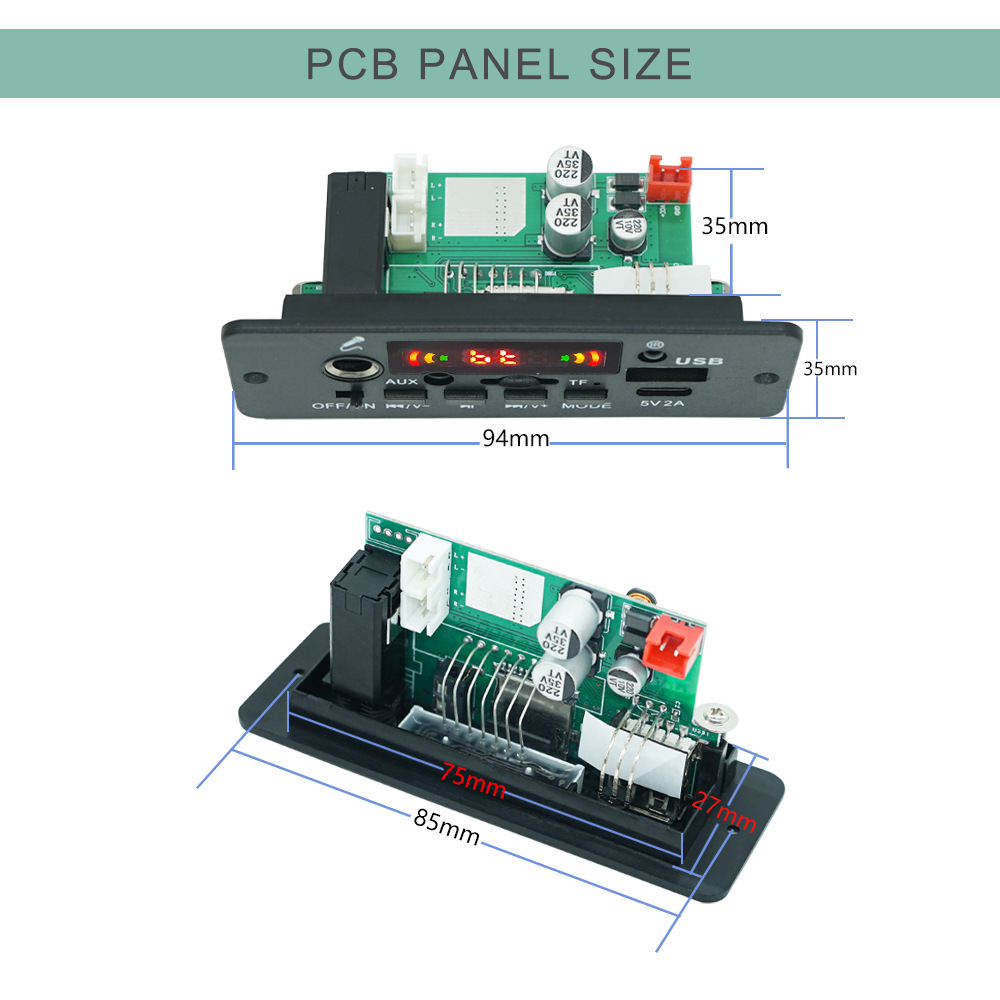 Amplificador de Potencia de 2x40W, Fuente de Alimentación de 7V-25V, Decodificador de MP3, Placa Decodificadora de Altavoces, Placa Amplificadora, Decodificador Bluetooth