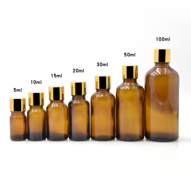 Botellas de vidrio ámbar para aceites esenciales | A prueba de luz, con gotero o bola rodante, lista para usar