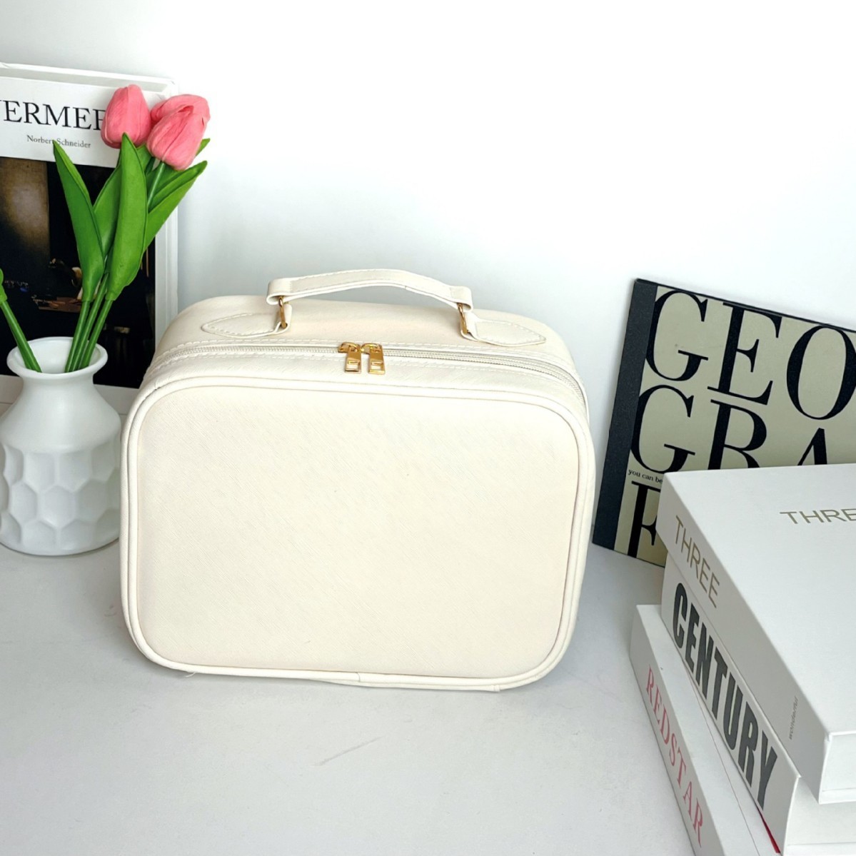 Bolsas de maquillaje transfronterizas con lámpara LED espejo 2025 nueva maquillaje profesional portátil de gran capacidad bolsa de almacenamiento de cosméticos