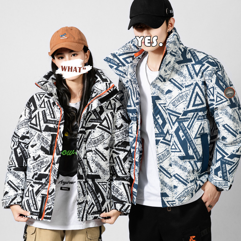 Men's Clothing Men's new cotton padded jacket men's winter thickened short stand up collar cotton jacket men and women couple cotton padded jacket_voghion.com