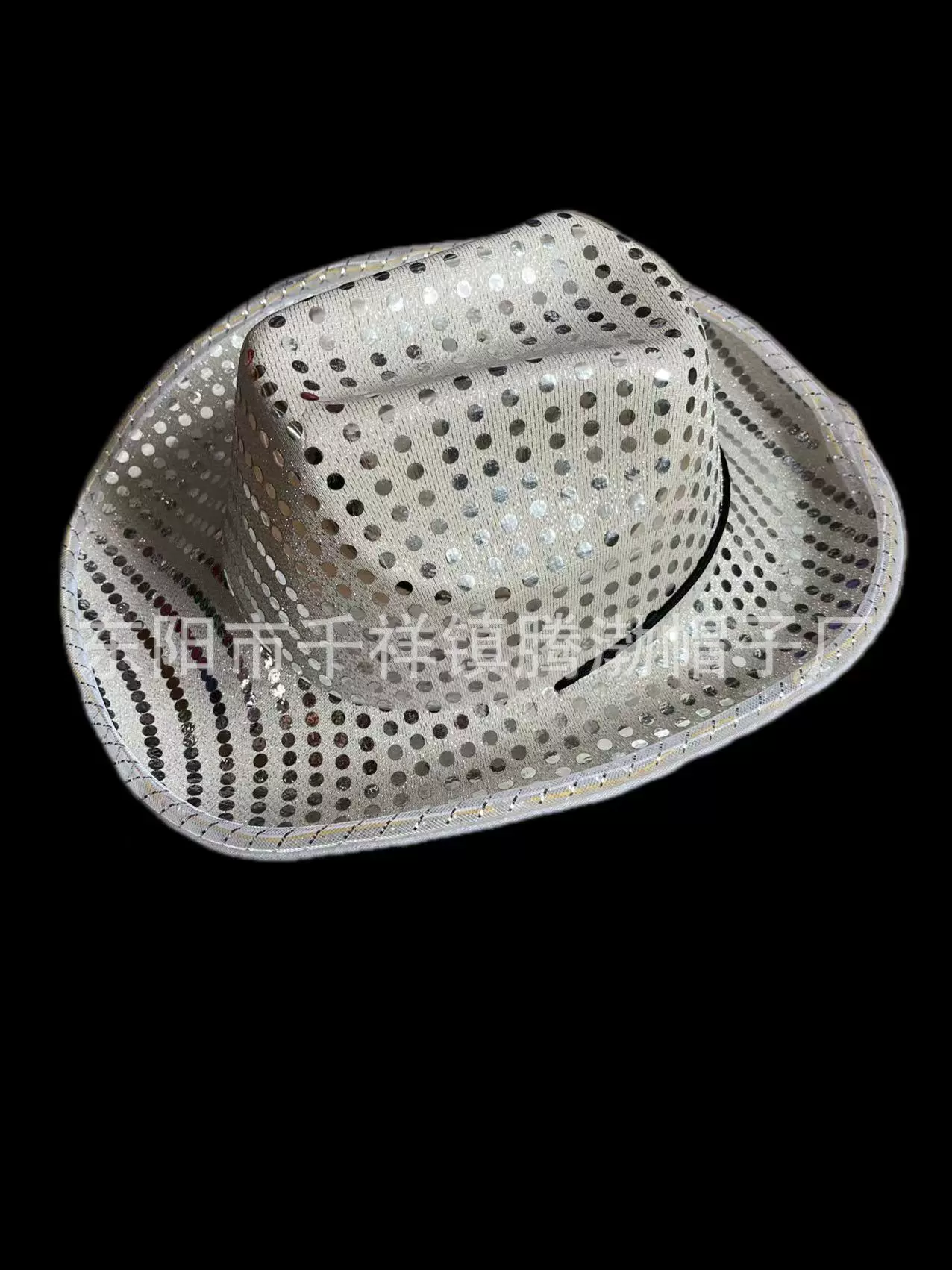 Factory direct LED sequins glowing western denim hat Halloween performance hat jazz hat colorful denim hat