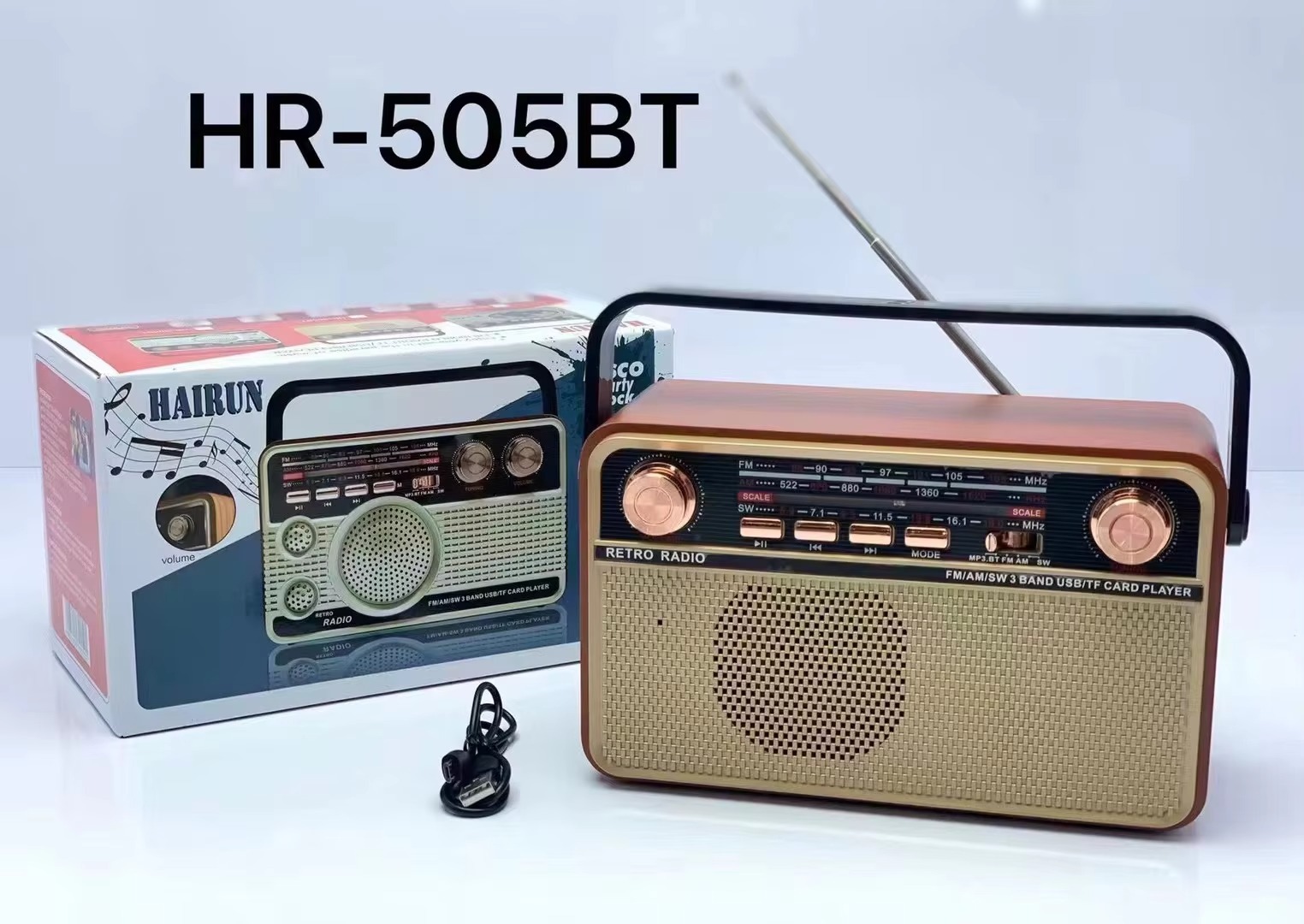 Radio portátil retro transfronteriza AM FM Bluetooth inalámbrico subwoofer TF reproductor USB MP3
