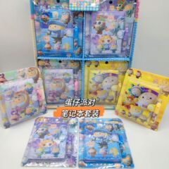 Cartoon Egg Party Sanrio Stationery Set: Pen Notebook, Handwriting Notebook, Pocket Notebook for Primary School Students and Children as a Reward Gift
