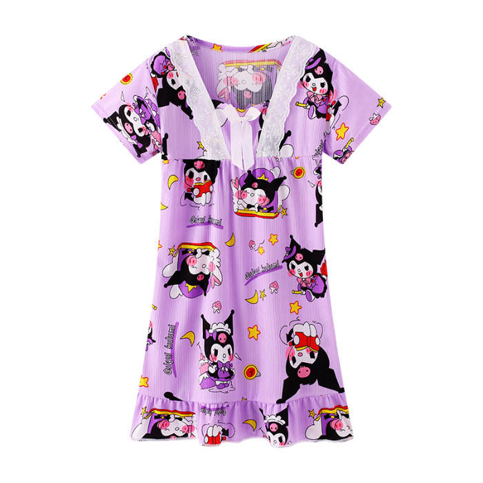 Pijama infantil princesa viento de verano nuevo pijama de niña manga corta Melody vestido de dibujos animados ropa para el hogar