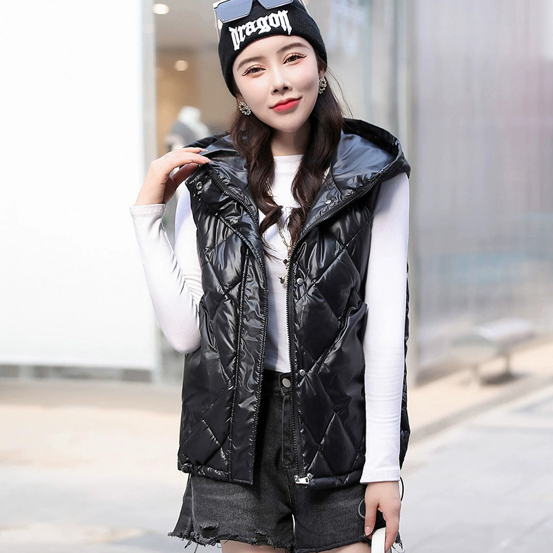 Осень/Зима 2022 Новый пуховый хлопковый жилет, женский короткий глянцевый Свободный жилет в Корейском стиле, жилет, жилет, пальто