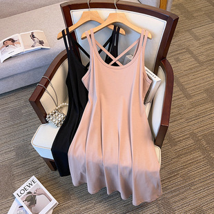 Plus size women's sling dress summer chubby girl inner wear slimming vest skirt 200/300kg 7176
