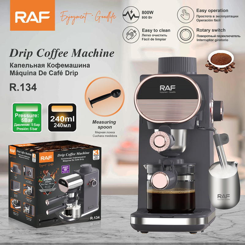 RAF European Standard Cross-Border Coffee Machine for Home Use, Small Italian Semi-Automatic Milk Frother for Extraction of Espresso Liquid RAF European Standard Cross-Border Coffee Machine for Home Use, Small Italian Semi-Automatic Milk Frother for Extraction of Espresso Liquid