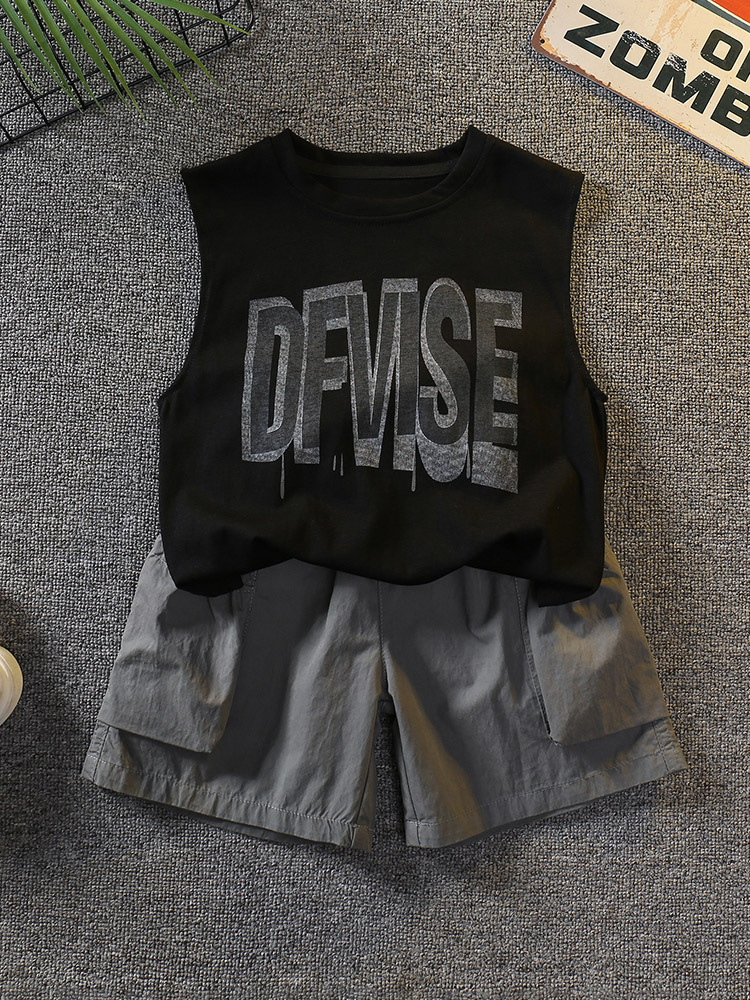 7342 Traje de chaleco sin mangas para niños, estilo fino, nueva moda de verano 2026, conjunto casual de dos piezas para niños