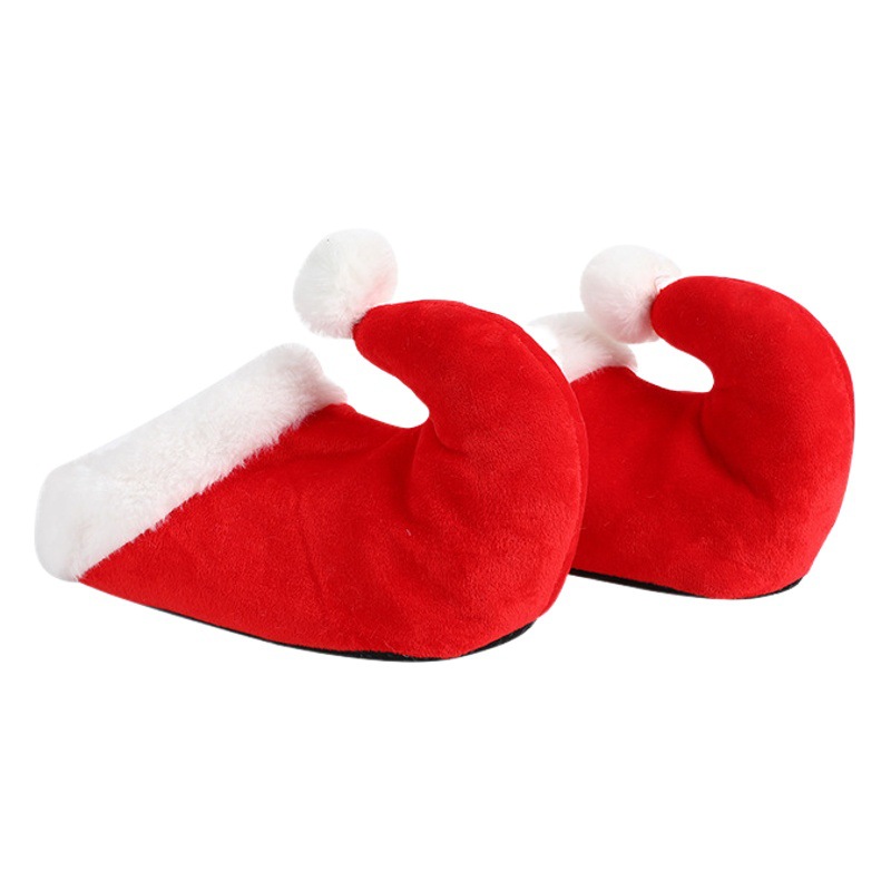 Navidad lindo algodón zapatillas rojo dibujos animados Santa duende zapatos Navidad decoración zapatillas en stock al por mayor