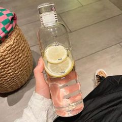 簡約帶刻度水杯塑料杯子便攜水瓶塑料杯耐高溫防摔學生運動隨手杯